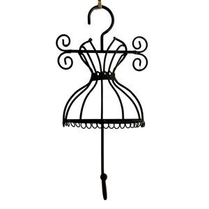 Decorative Black Metal Wire Dress Form Wall Hook Jewelry Holder